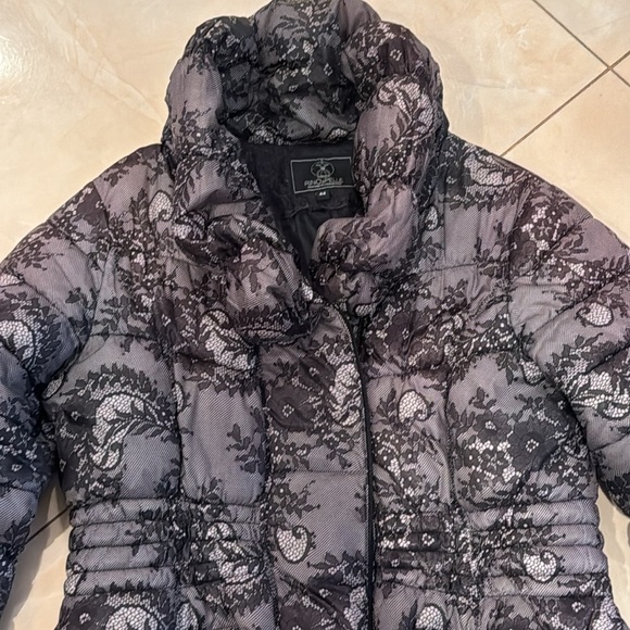 Rino & Pelle Lace Print Puffer Jacket Size 44 - Picture 4 of 16